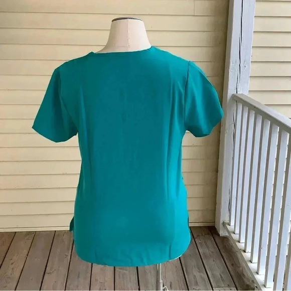 NWT Sag Harbor Scrub Top Womens Size XL Teal Green Polyester Nurse Uniform - Picture 4 of 5